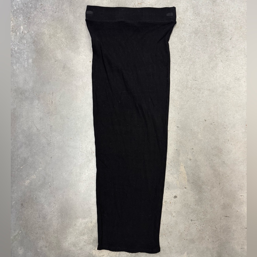 Naked Wardrobe Black Ribbed Midi Skirt Size M Bodycon Stretch Like New